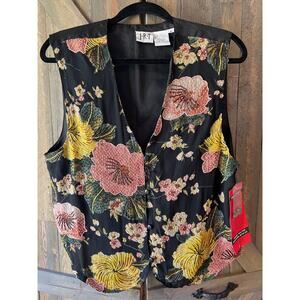 New with Tags Vintage Silk Vest with Bead Embroidery Design